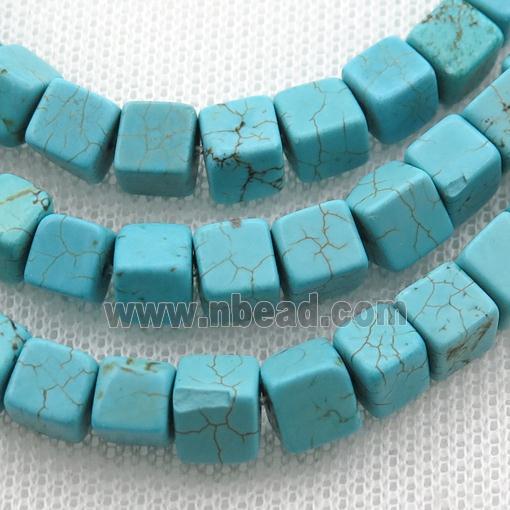 blue Magnesite Turquoise cube beads