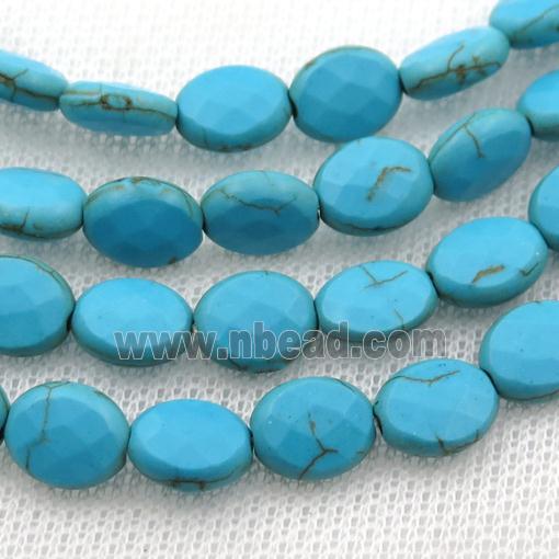 blue Magnesite Turquoise beads, faceted oval