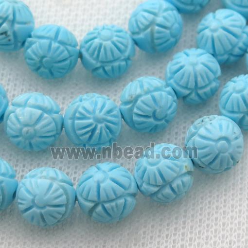carved Magnesite Turquoise beads, round