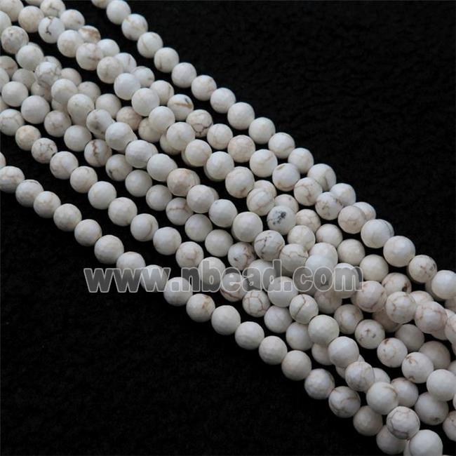 white Magnesite Turquoise beads, faceted round