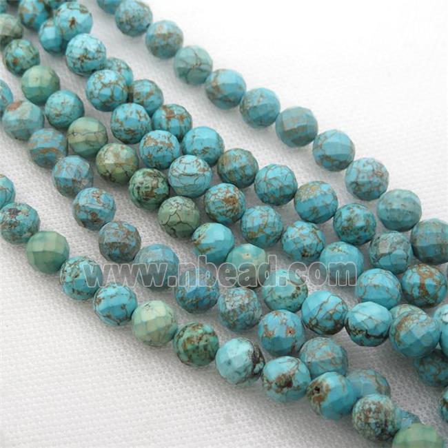 blue Magnesite Turquoise beads, faceted round