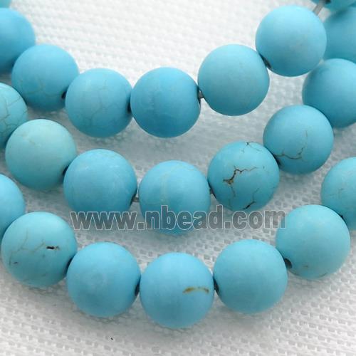 matte blue Magnesite Turquoise beads, round