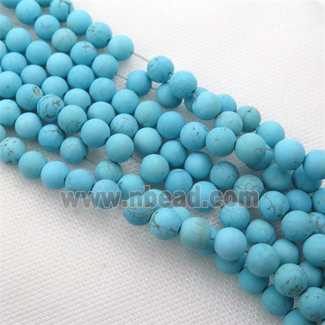 matte blue Magnesite Turquoise beads, round