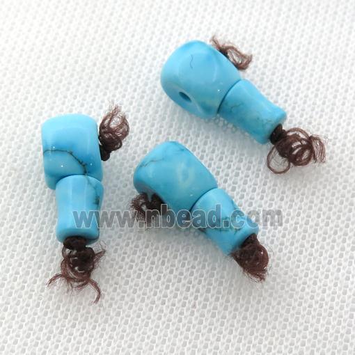 Sinkiang Turquoise guru beads, blue