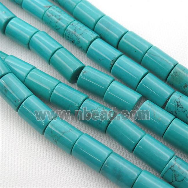 Sinkiang Turquoise column beads, teal
