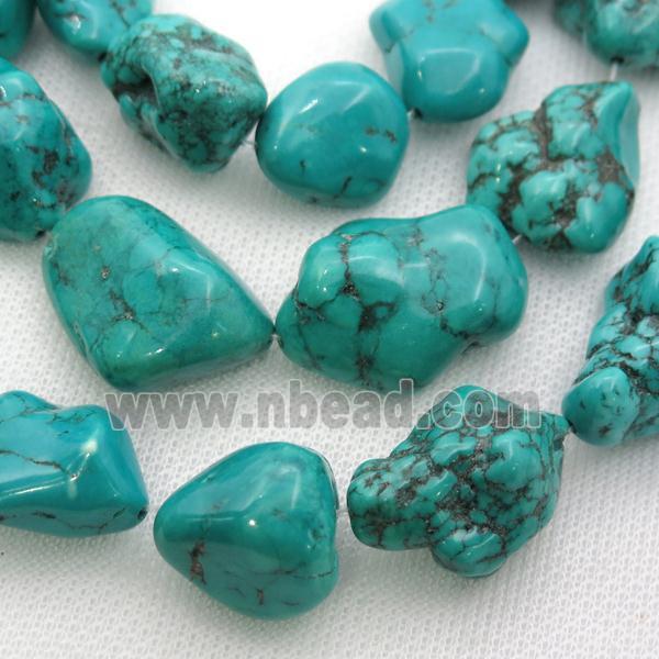 teal Sinkiang Turquoise nugget beads, irregular