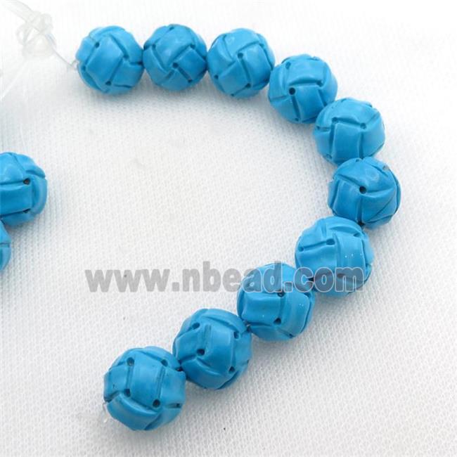 blue Sinkiang Turquoise round beads, football, carved