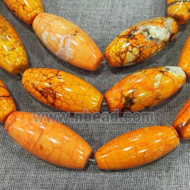 orange Magnesite Turquoise barrel beads