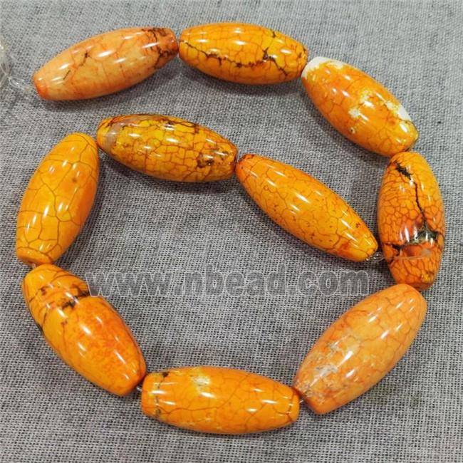 orange Magnesite Turquoise barrel beads