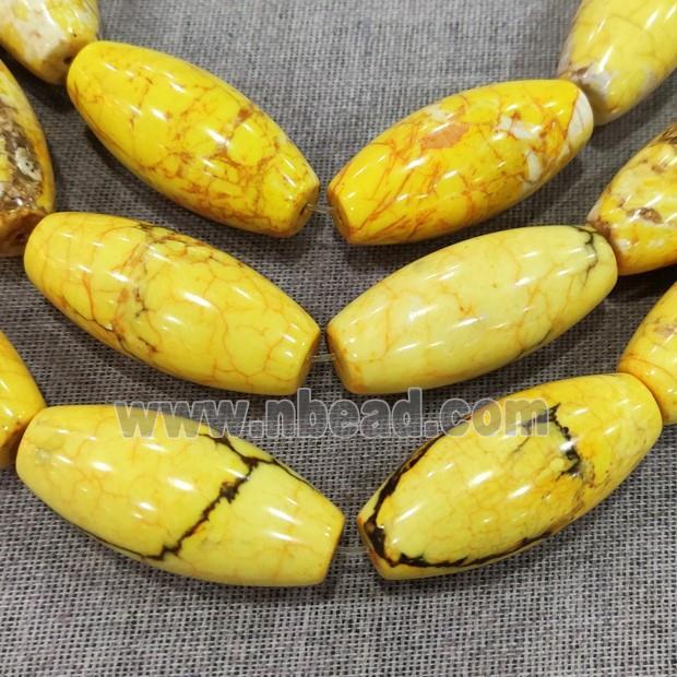 yellow Magnesite Turquoise barrel beads