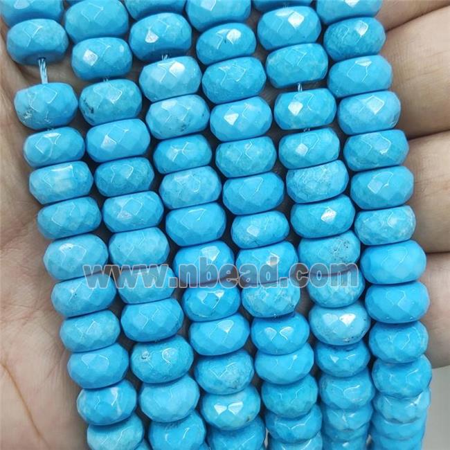 Blue Magnesite Turquoise Beads Faceted Rondelle