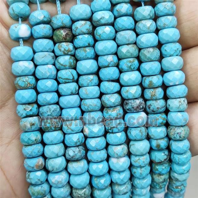 Blue Magnesite Turquoise Beads Faceted Rondelle