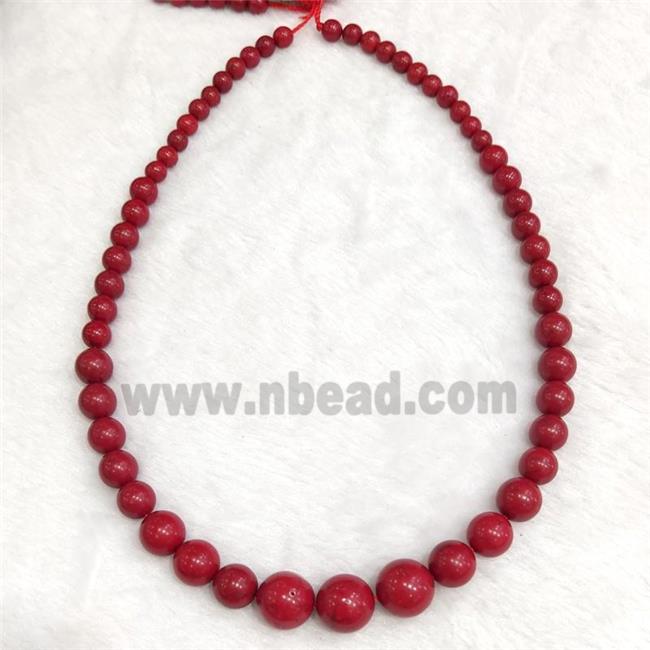 Red Turquoise Round Beads Graduated Dye Smooth