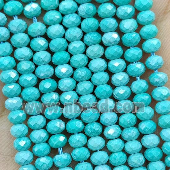 Howlite Turquoise Beads Green Dye Faceted Rondelle