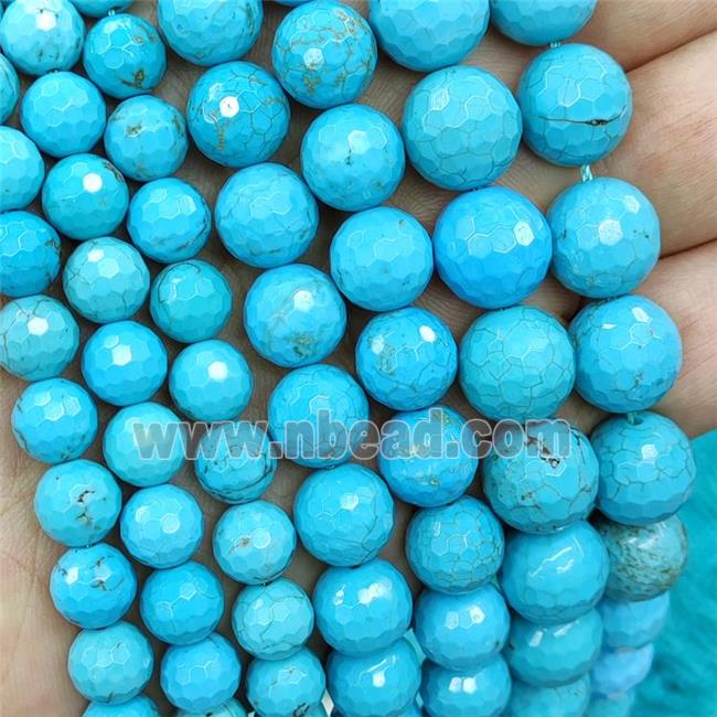 Howlite Turquoise Beads Blue Dye Faceted Round