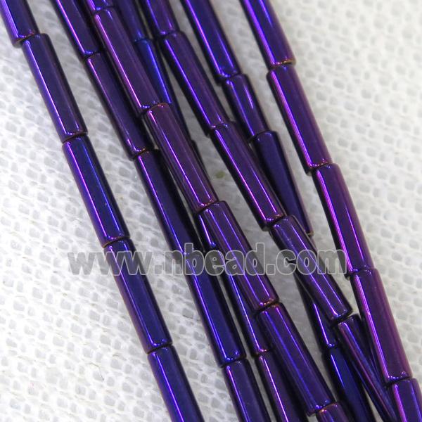 Hematite tube beads, purple electroplated