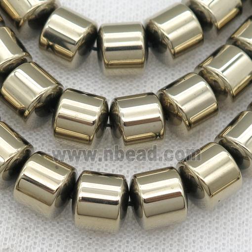 Hematite tube beads, pyrite color