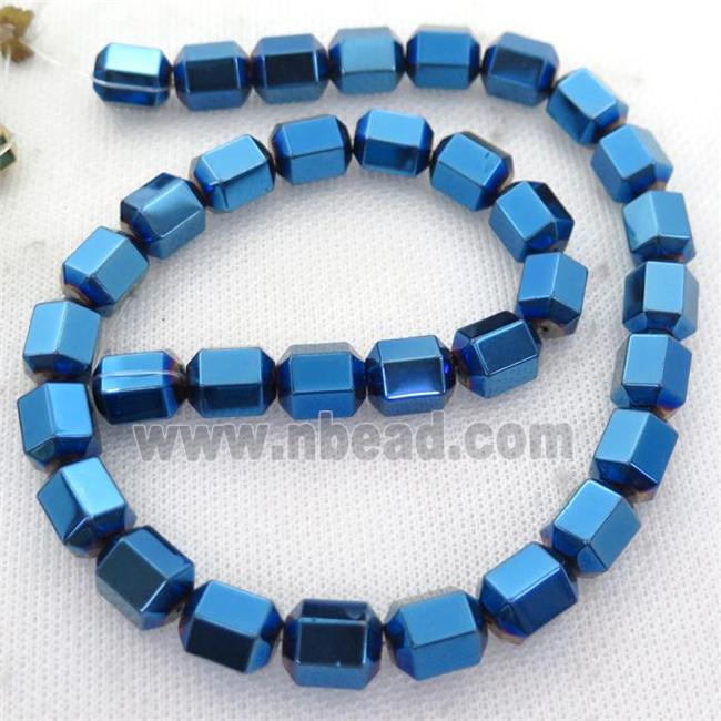 Hematite tube Beads, blue electroplated