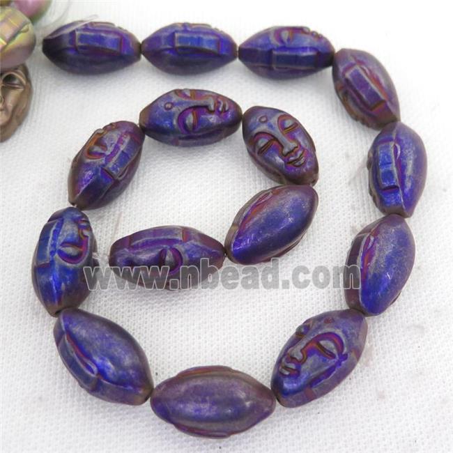 purple Hematite buddha Beads