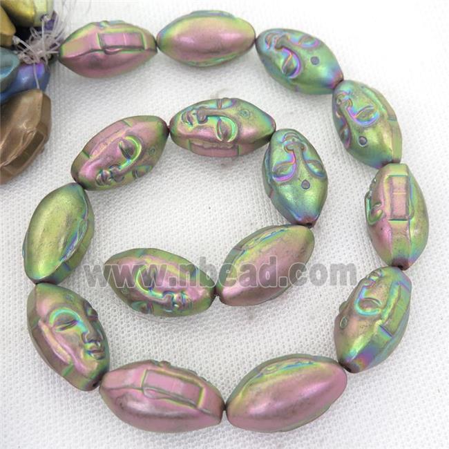 rainbow Hematite buddha Beads