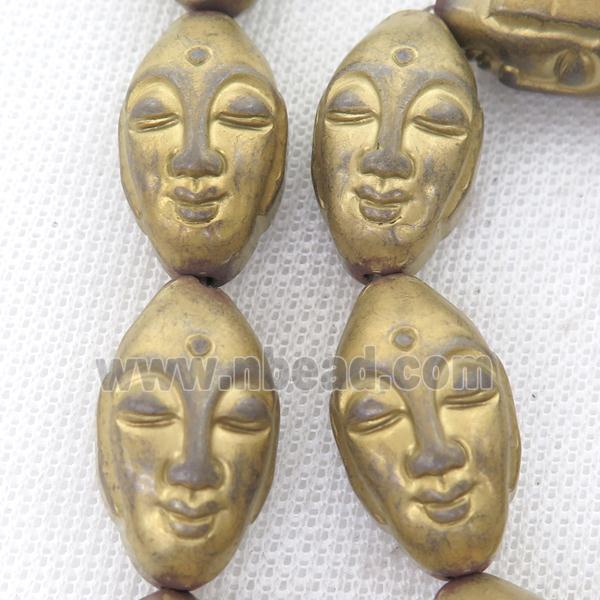 gold Hematite buddha Beads