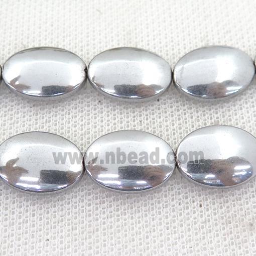Hematite oval beads, silver plated