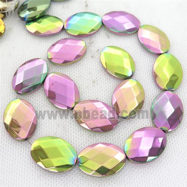 rainbow Hematite Beads, faceted oval