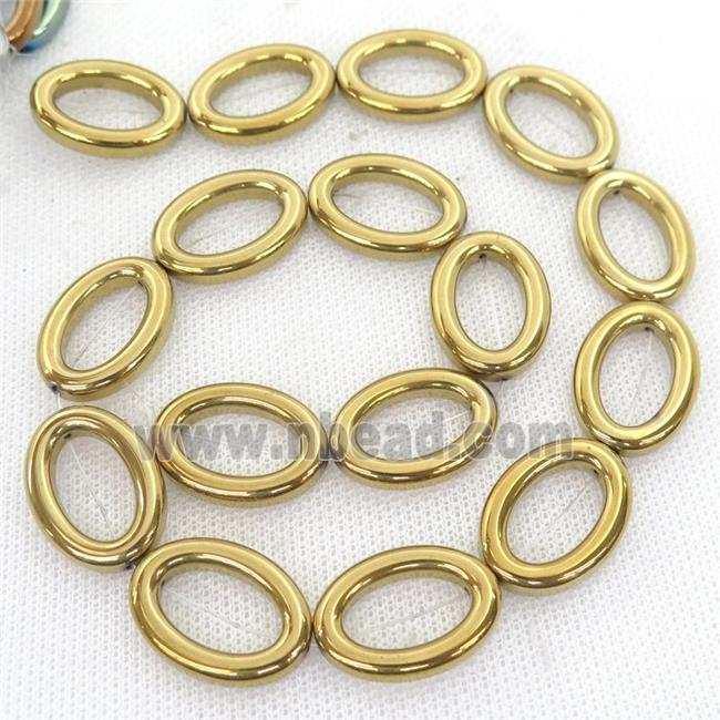 Hematite oval beads, gold plated