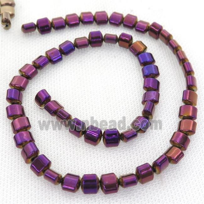 purple Hematite Beads, flat tube