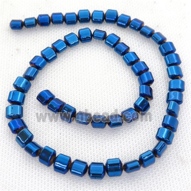 blue Hematite Beads, flat tube