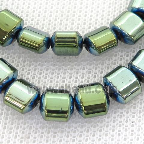green Hematite Beads, flat tube