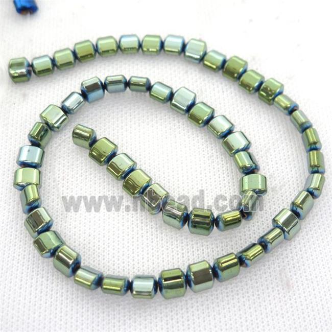 green Hematite Beads, flat tube