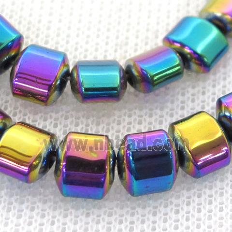 rainbow Hematite Beads, flat tube