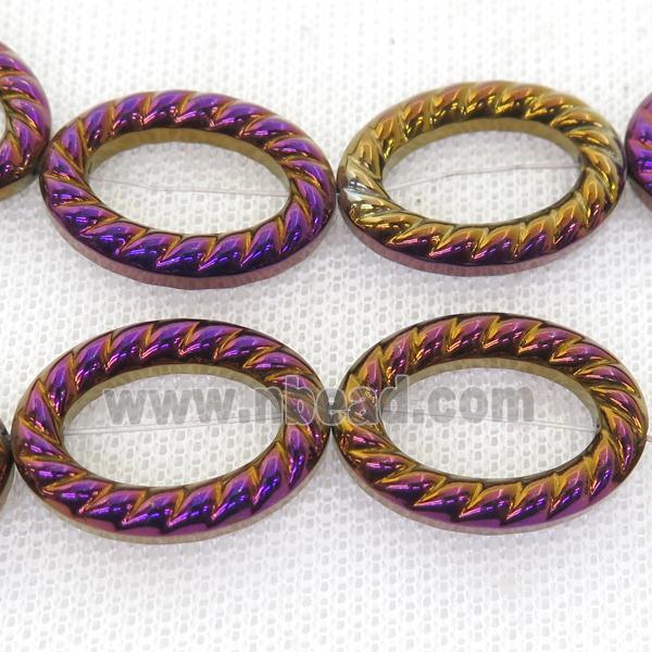 purple Hematite oval beads