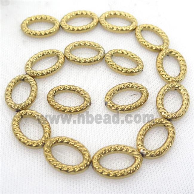 Hematite oval beads, gold plated