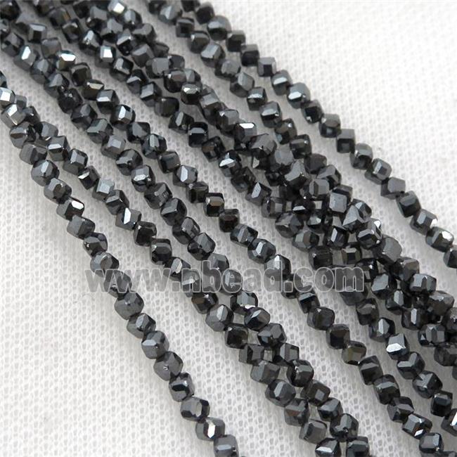 black Hematite beads, corner-drilled cube