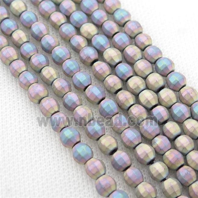 matte Hematite lantern beads, multicolor electroplated