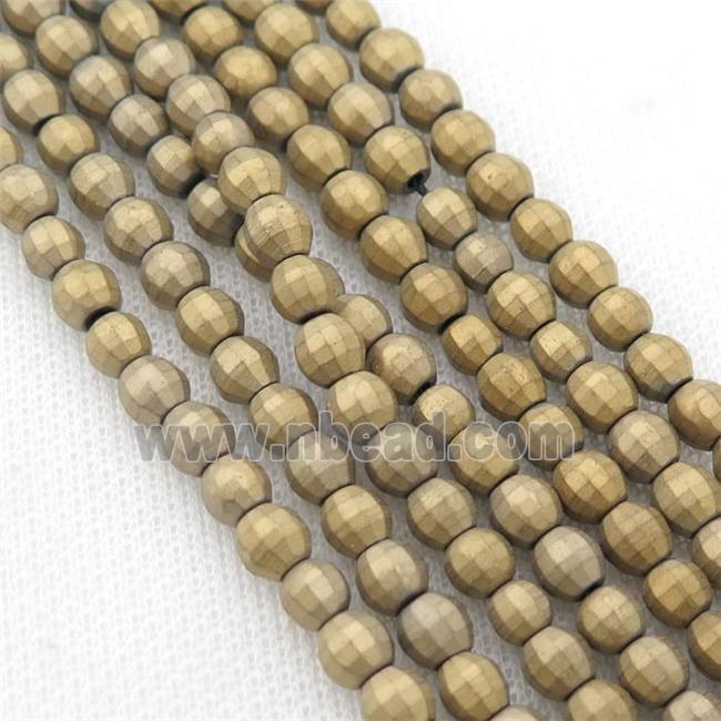 matte Hematite lantern beads, gold electroplated