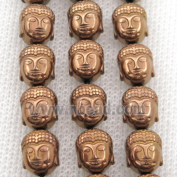 Hematite buddha beads, brown electroplated