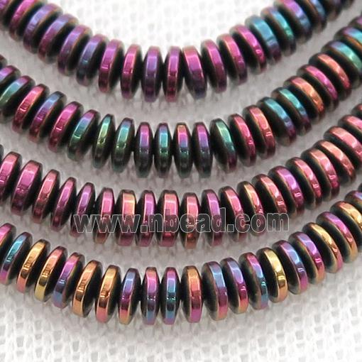 fuchsia Hematite heishi beads