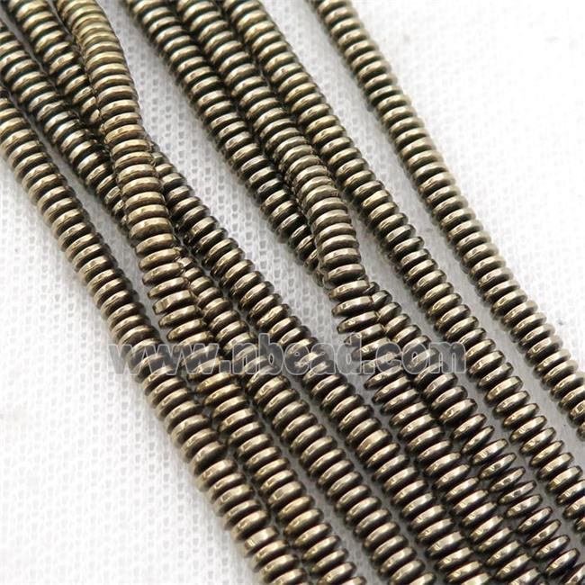 Hematite heishi beads, pyrite color electroplated
