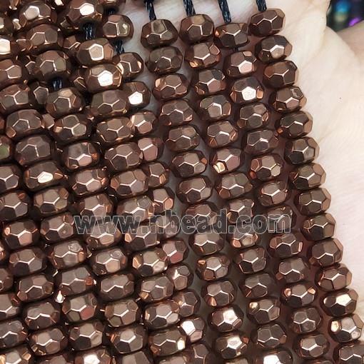 brown Hematite Beads, faceted rondelle, electroplated