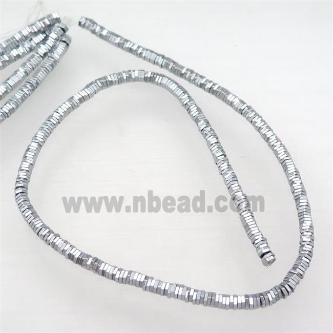 Hematite Hexagon Beads Platinum Electroplated