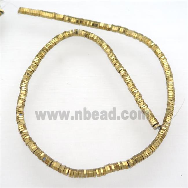 Hematite Hexagon Beads Gold Electroplated