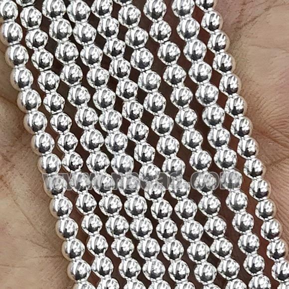 Hematite Beads Smooth Round Shine Silver
