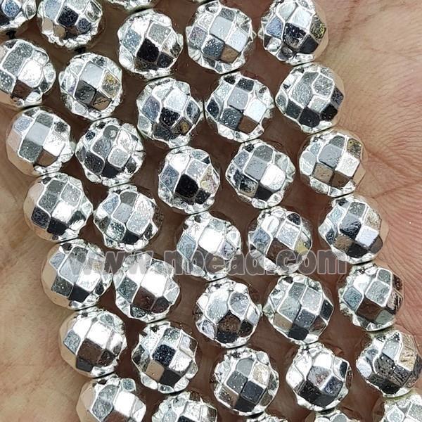 Hematite Beads Faceted Round Shine Silver