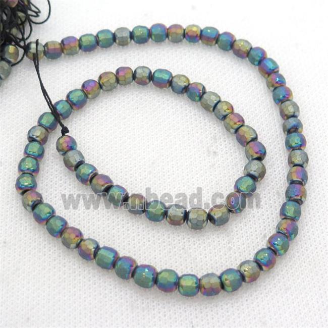 Rainbow Hematite Beads Faceted Round