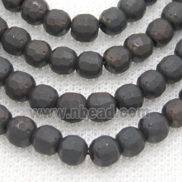 Black Chocolate Hematite Beads Faceted Round