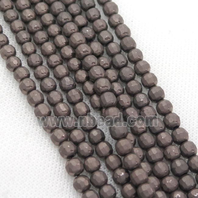 Chocolate Hematite Beads Faceted Round
