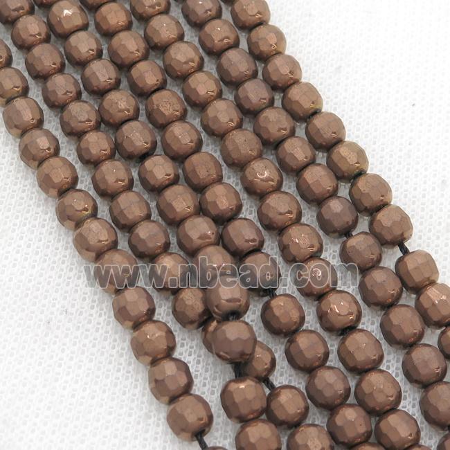 Hematite Beads Faceted Round Brown
